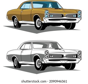 American Classic Muscle Cars Gold Black and White 1