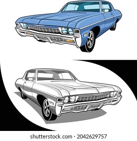 American Classic Muscle Cars Light Blue and White