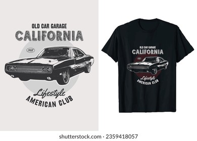american classic muscle retro car vector. california muscle car graphic.
