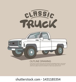 American classic pick up truck isolated vector illustration