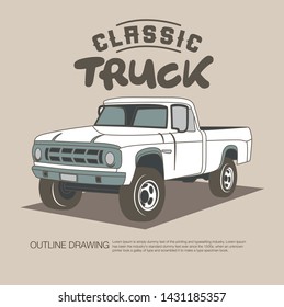 American classic pick up truck isolated vector illustration