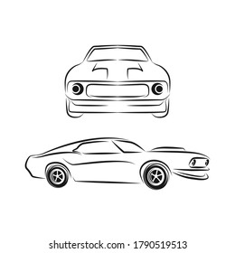 American classic sports car silhouettes, outlines, contours. Your Logo.EPS 10