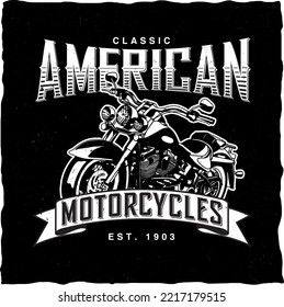 American classic, vector icon for speedway motors sport. Motorcycle racing and speed moto retro grunge t-shirt print, biker motocross, or motorsport custom emblem