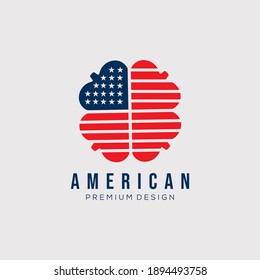 diseño de ilustración vectorial del logotipo de la bandera de trébol estadounidense. símbolo de la tarjeta de reproducción