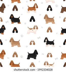 American Cocker spaniel alle Farben Clipart. Verschiedene Farben für den Mantel.  Vektorgrafik