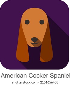 American Cocker Spaniel animal face ui flat design