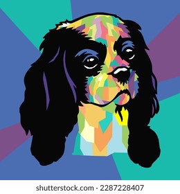 american cocker spaniel pop art style illustration, artistic portrait of a cute dog