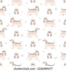 American cocker spaniel seamless pattern.  Vector illustration