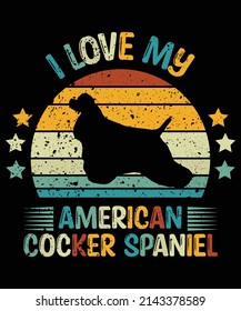 American Cocker Spaniel Silhouette vintage and retro t-shirt design svg