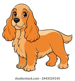 American Cocker Spaniel vector illustration isolated on white background in cartoon style.