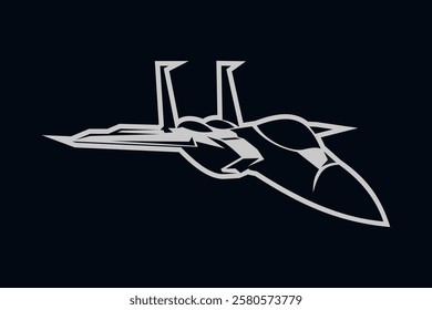 American cold war fighter plane vector illustration. simple aircraft logo, military equipment.