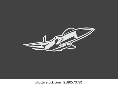 American cold war fighter plane vector illustration. simple aircraft logo, military equipment.