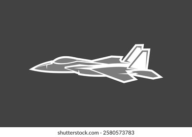 American cold war fighter plane vector illustration. simple aircraft logo, military equipment.