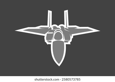 American cold war fighter plane vector illustration. simple aircraft logo, military equipment.