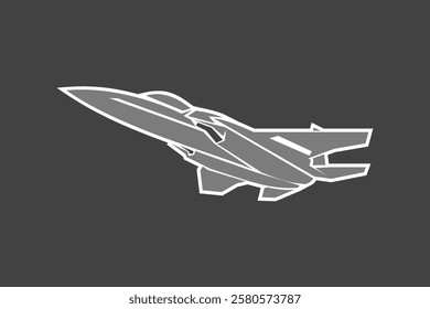 American cold war fighter plane vector illustration. simple aircraft logo, military equipment.