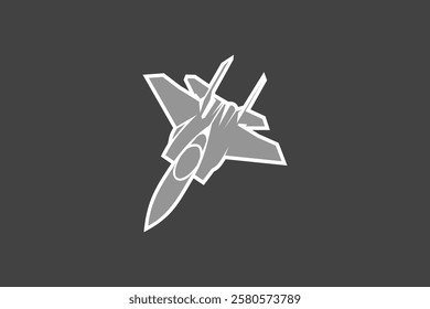 American cold war fighter plane vector illustration. simple aircraft logo, military equipment.