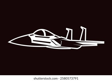 American cold war fighter plane vector illustration. simple aircraft logo, military equipment.