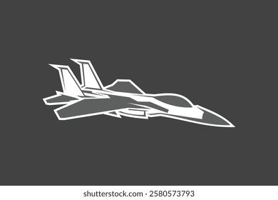 American cold war fighter plane vector illustration. simple aircraft logo, military equipment.