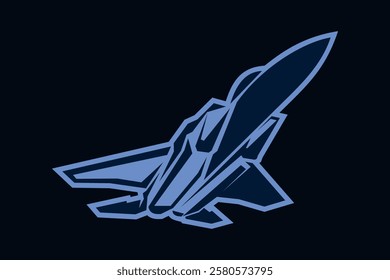 American cold war fighter plane vector illustration. simple aircraft logo, military equipment.