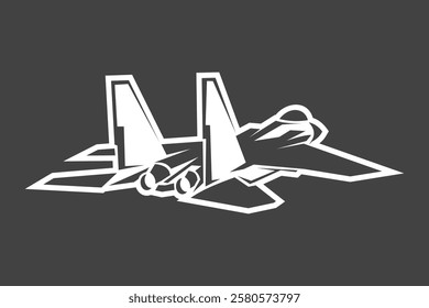 American cold war fighter plane vector illustration. simple aircraft logo, military equipment.