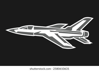 American cold war fighter plane vector illustration. simple aircraft logo, military equipment.