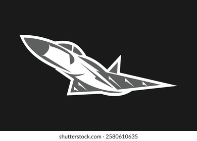 American cold war fighter plane vector illustration. simple aircraft logo, military equipment.