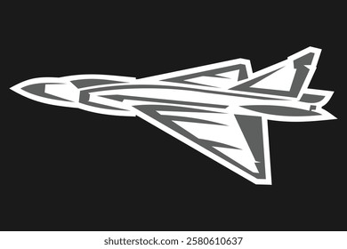 American cold war fighter plane vector illustration. simple aircraft logo, military equipment.