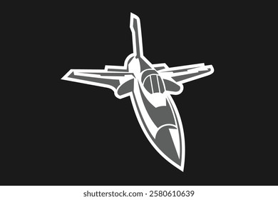 American cold war fighter plane vector illustration. simple aircraft logo, military equipment.