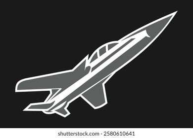 American cold war fighter plane vector illustration. simple aircraft logo, military equipment.