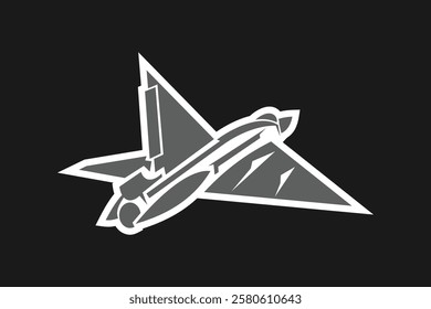 American cold war fighter plane vector illustration. simple aircraft logo, military equipment.