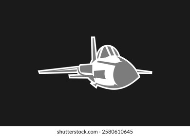 American cold war fighter plane vector illustration. simple aircraft logo, military equipment.