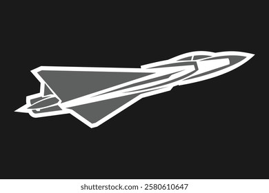 American cold war fighter plane vector illustration. simple aircraft logo, military equipment.