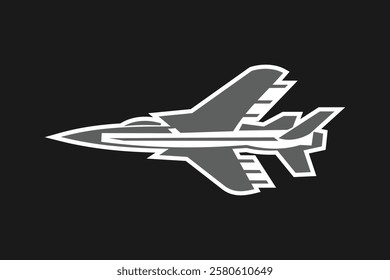 American cold war fighter plane vector illustration. simple aircraft logo, military equipment.