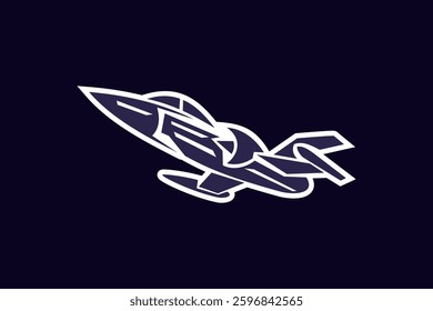 American cold war fighter plane vector illustration. simple aircraft logo, military equipment.