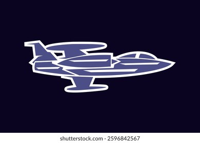 American cold war fighter plane vector illustration. simple aircraft logo, military equipment.