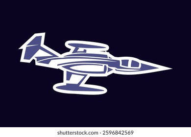 American cold war fighter plane vector illustration. simple aircraft logo, military equipment.