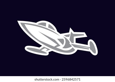 American cold war fighter plane vector illustration. simple aircraft logo, military equipment.