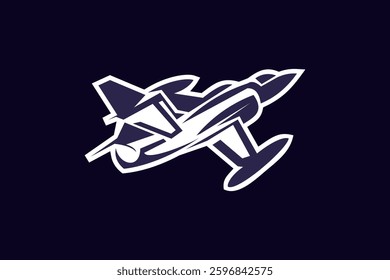 American cold war fighter plane vector illustration. simple aircraft logo, military equipment.