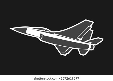 American cold war jet fighter plane vector illustration. simple aircraft logo, military equipment.