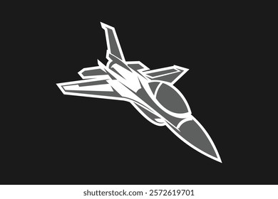 American cold war jet fighter plane vector illustration. simple aircraft logo, military equipment.