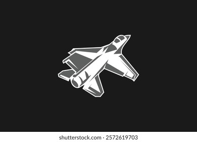 American cold war jet fighter plane vector illustration. simple aircraft logo, military equipment.