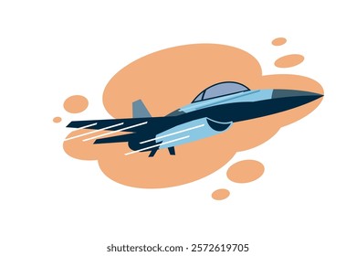 American cold war jet fighter plane vector illustration. simple aircraft logo, military equipment.