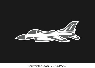 American cold war jet fighter plane vector illustration. simple aircraft logo, military equipment.