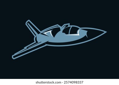 American cold war jet fighter plane vector illustration. simple aircraft logo, military equipment.