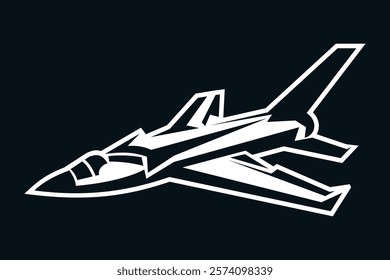 American cold war jet fighter plane vector illustration. simple aircraft logo, military equipment.