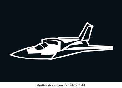 American cold war jet fighter plane vector illustration. simple aircraft logo, military equipment.