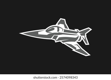 American cold war jet fighter plane vector illustration. simple aircraft logo, military equipment.