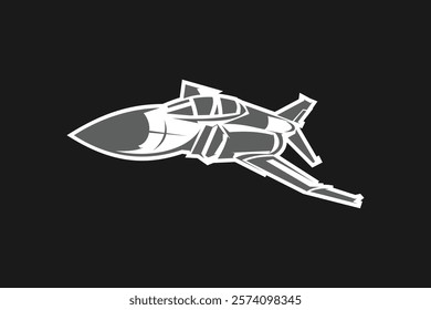 American cold war jet fighter plane vector illustration. simple aircraft logo, military equipment.