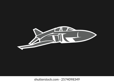 American cold war jet fighter plane vector illustration. simple aircraft logo, military equipment.