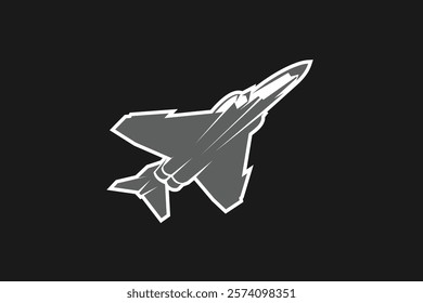 American cold war jet fighter plane vector illustration. simple aircraft logo, military equipment.